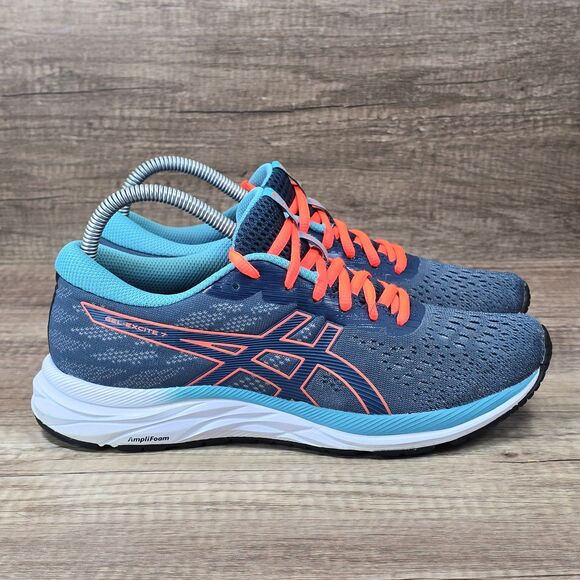 Asics Shoes - Asics Gel Excite 7 Women's Sz 8.5 Magnetic Blue Orange Running Shoes (1012A562)
